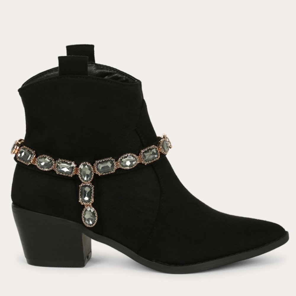 BRAND NEW Size 7 💎🖤Gem Stone Cowgirl Ankle Boot
